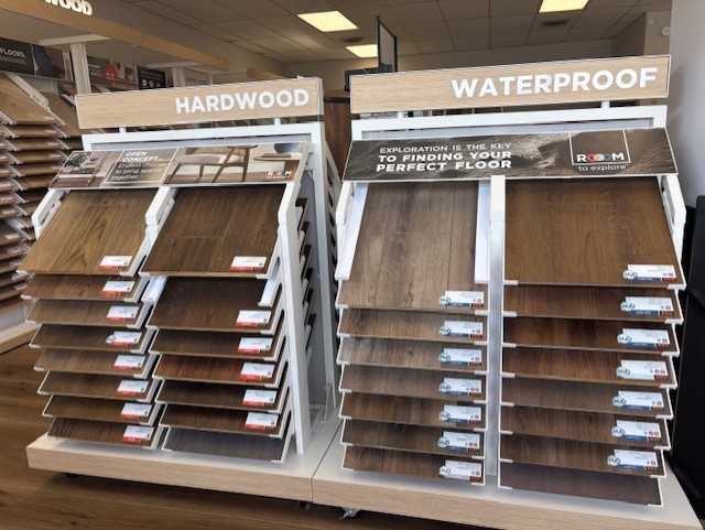 hardwood flooring display at MDG Flooring America in Ohio
