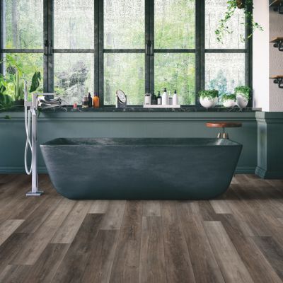 luxury vinyl plank flooring in a Medina OH bathroom