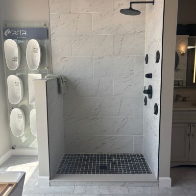 custom tile shower display at MDG Flooring America